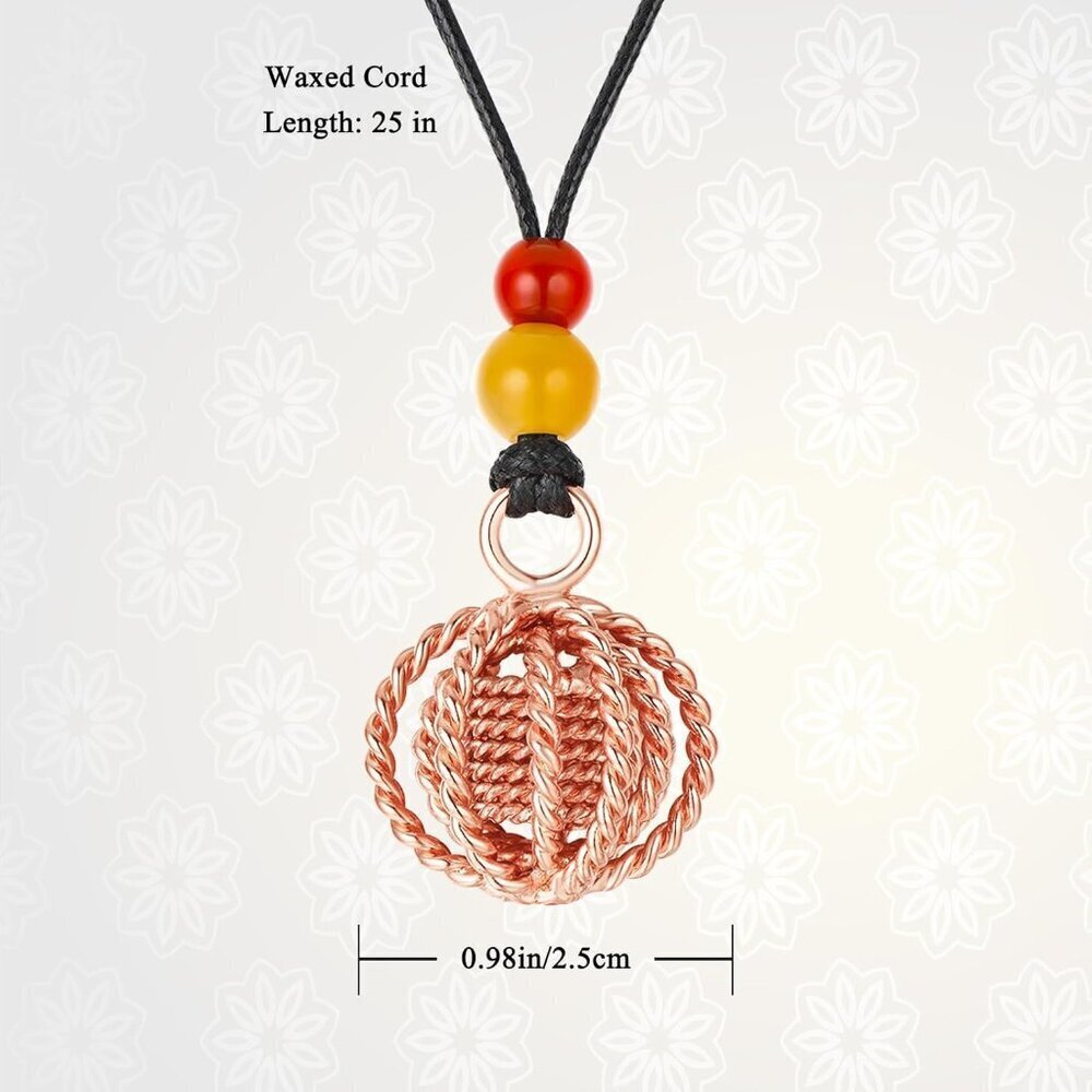 Copper Pendant Necklace Sacred Geometry Energy Sphere Red Agate Jasper Balance - Picture 3 of 7